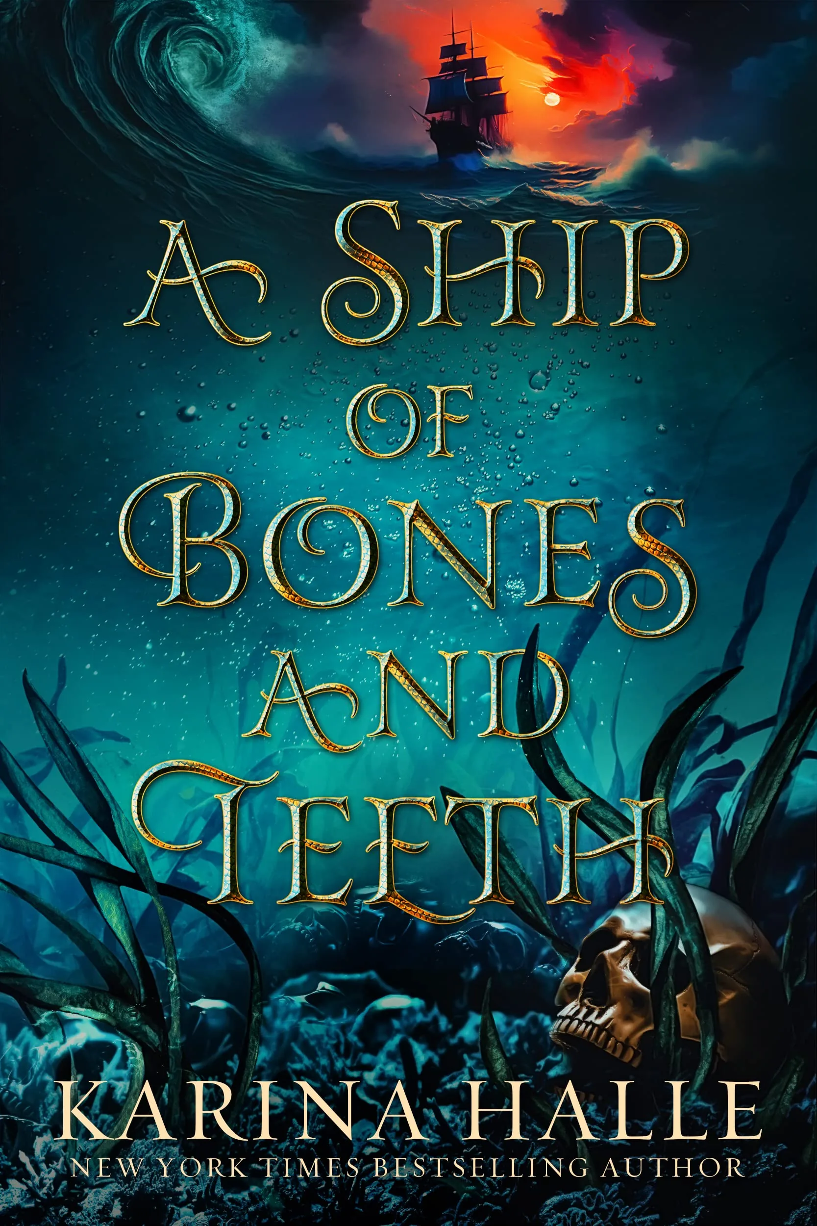 Portada de A Ship of Bones and Teeth, de Karina Halle